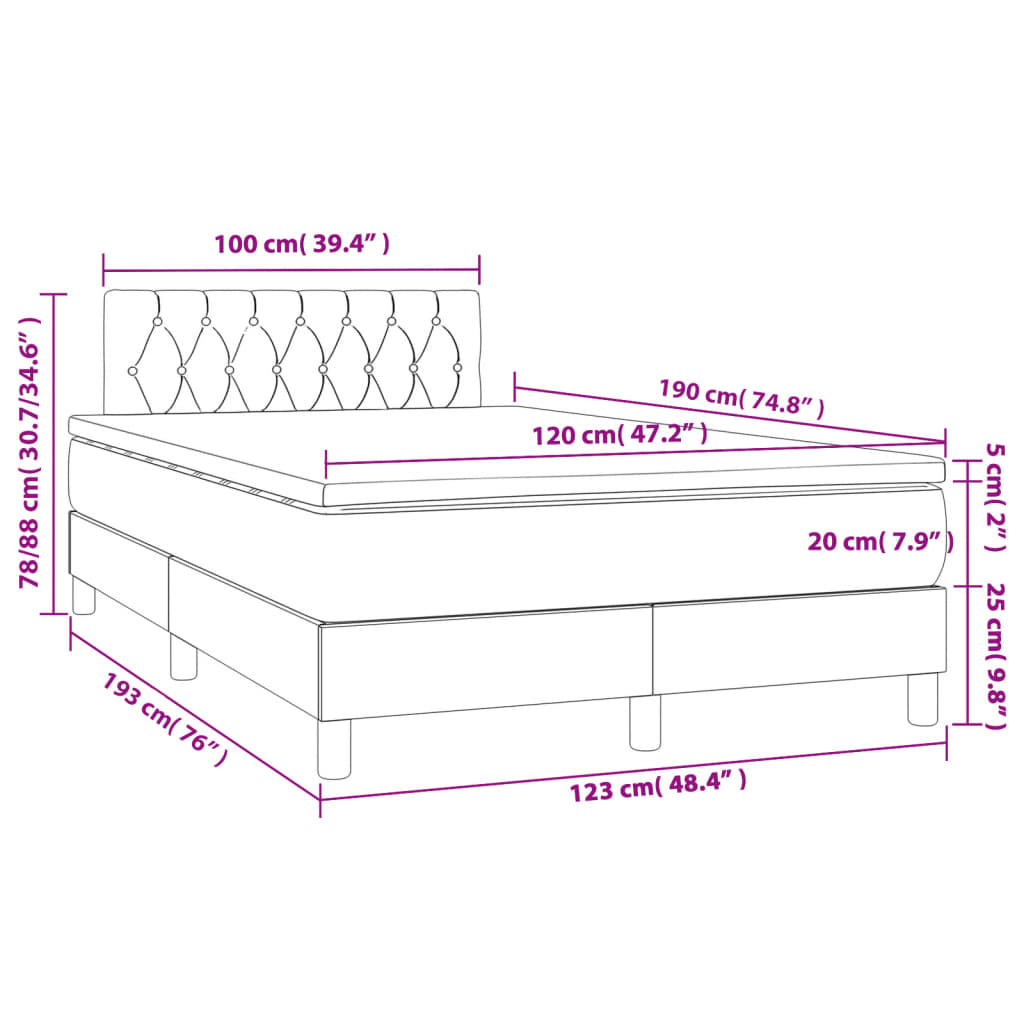 Sommier à lattes de lit matelas LED gris foncé 120x190 cm tissu - XIOS
