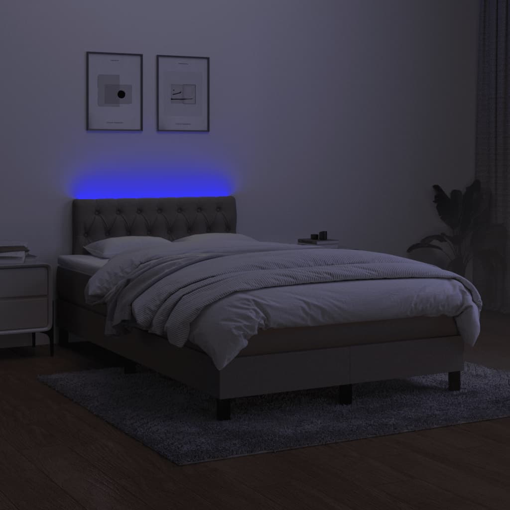 Sommier à lattes de lit matelas et LED taupe 120x190 cm tissu - XIOS