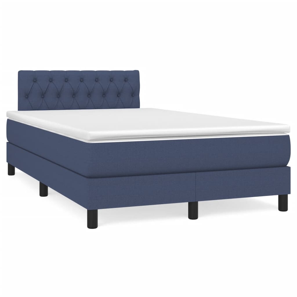 Sommier à lattes de lit matelas et LED bleu 120x190 cm tissu - XIOS