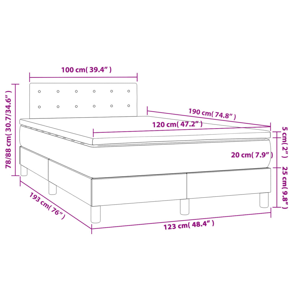 Sommier à lattes de lit matelas et LED bleu 120x190 cm tissu - XIOS