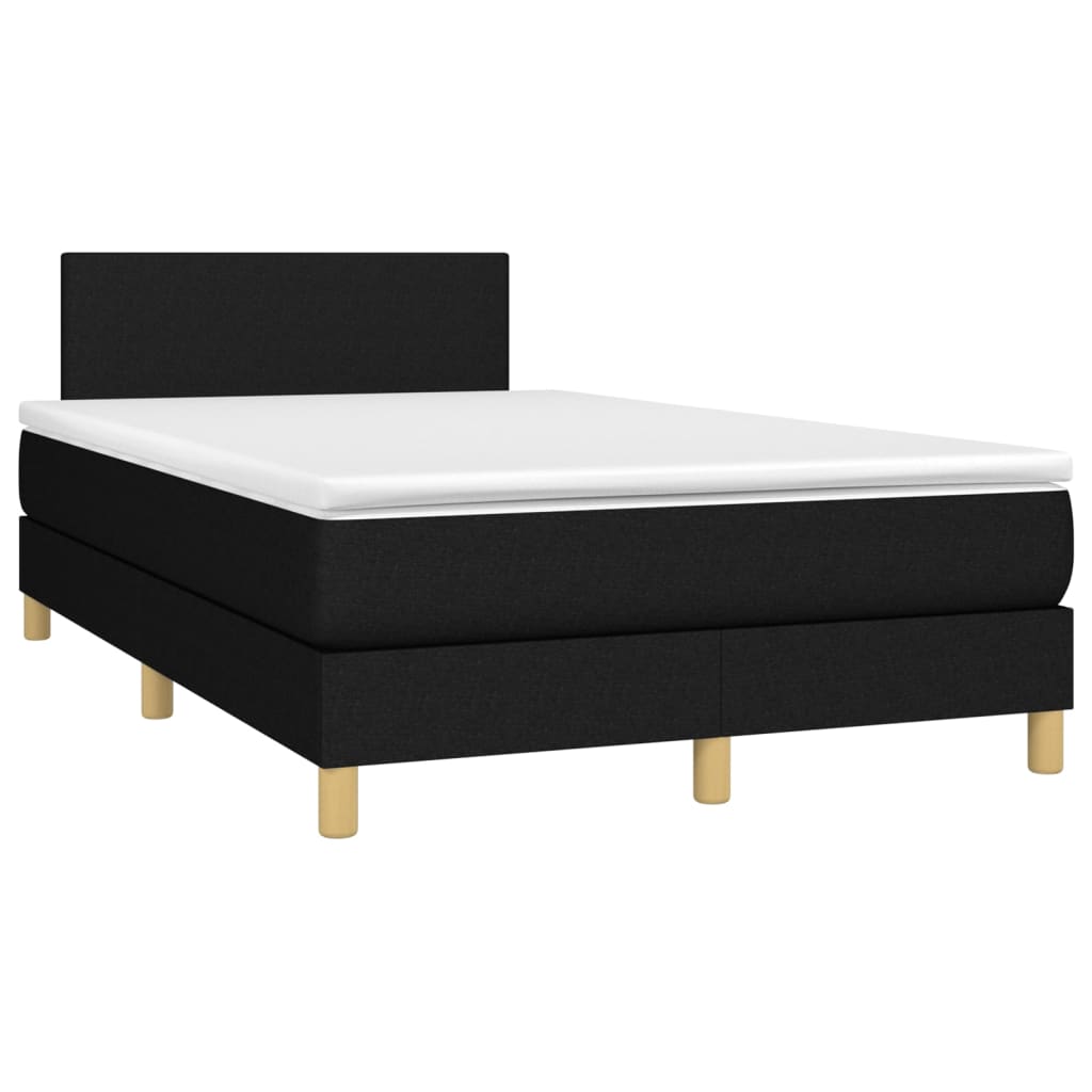 Sommier à lattes de lit matelas et LED noir 120x190 cm tissu - XIOS