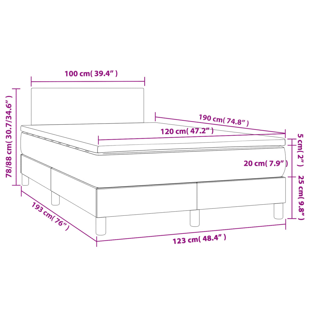 Sommier à lattes de lit matelas et LED noir 120x190 cm tissu - XIOS