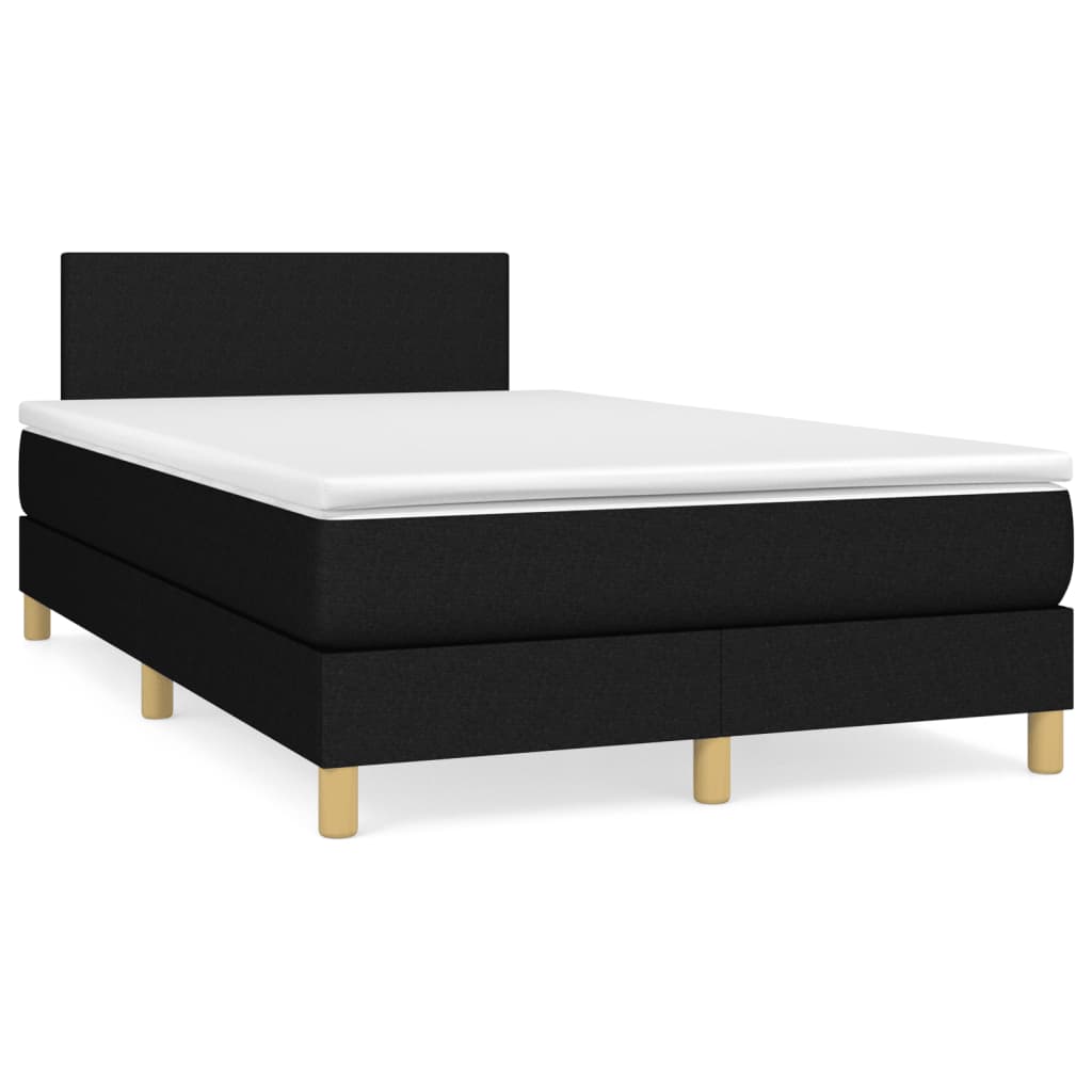 Sommier à lattes de lit matelas et LED noir 120x190 cm tissu - XIOS