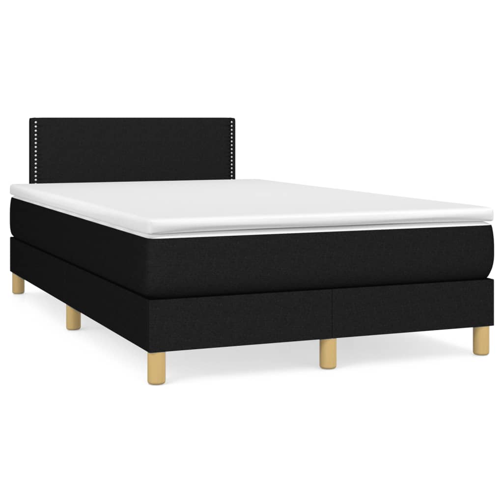 Sommier à lattes de lit matelas et LED noir 120x190 cm tissu - XIOS