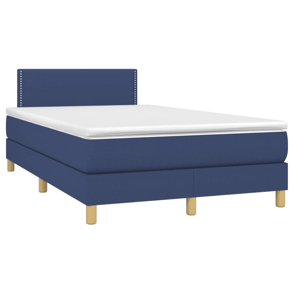 Sommier à lattes de lit matelas et LED bleu 120x190 cm tissu - XIOS