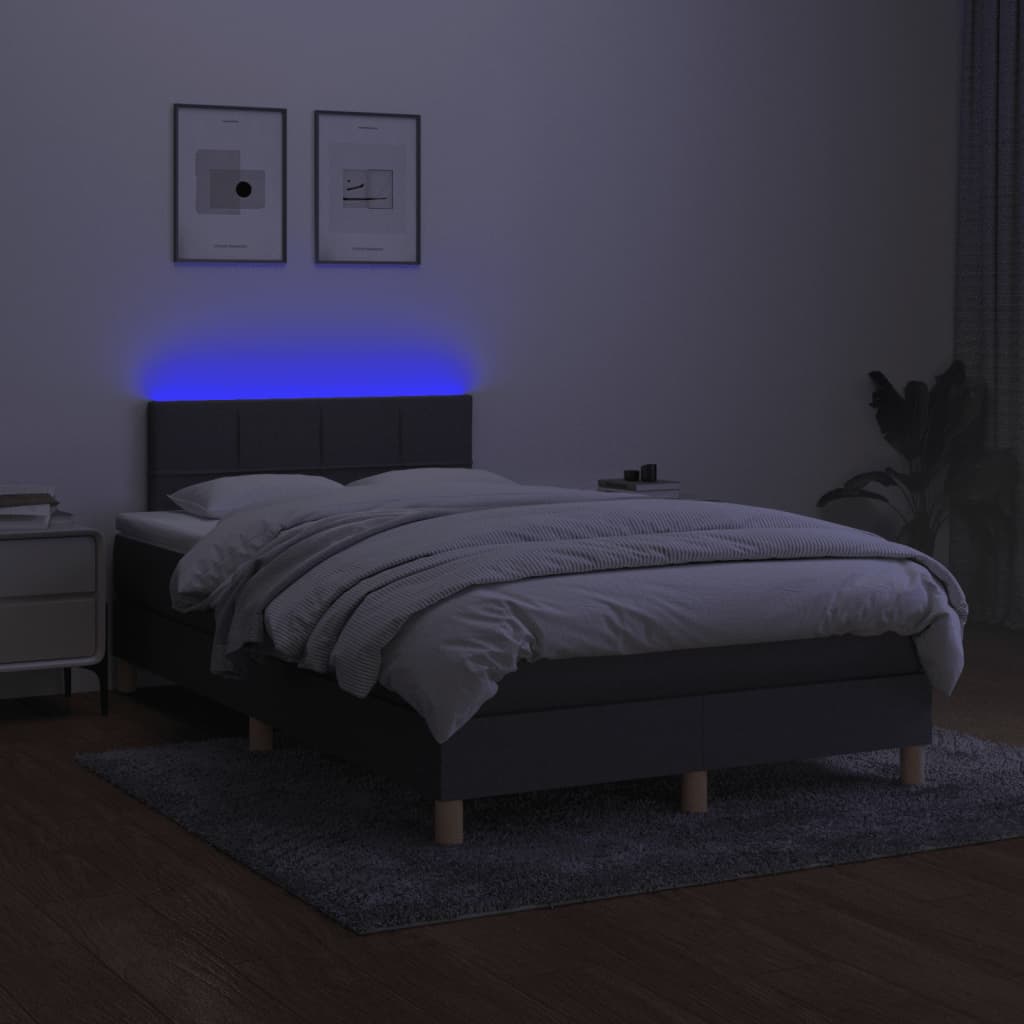 Sommier à lattes de lit matelas LED gris foncé 120x190 cm tissu - XIOS