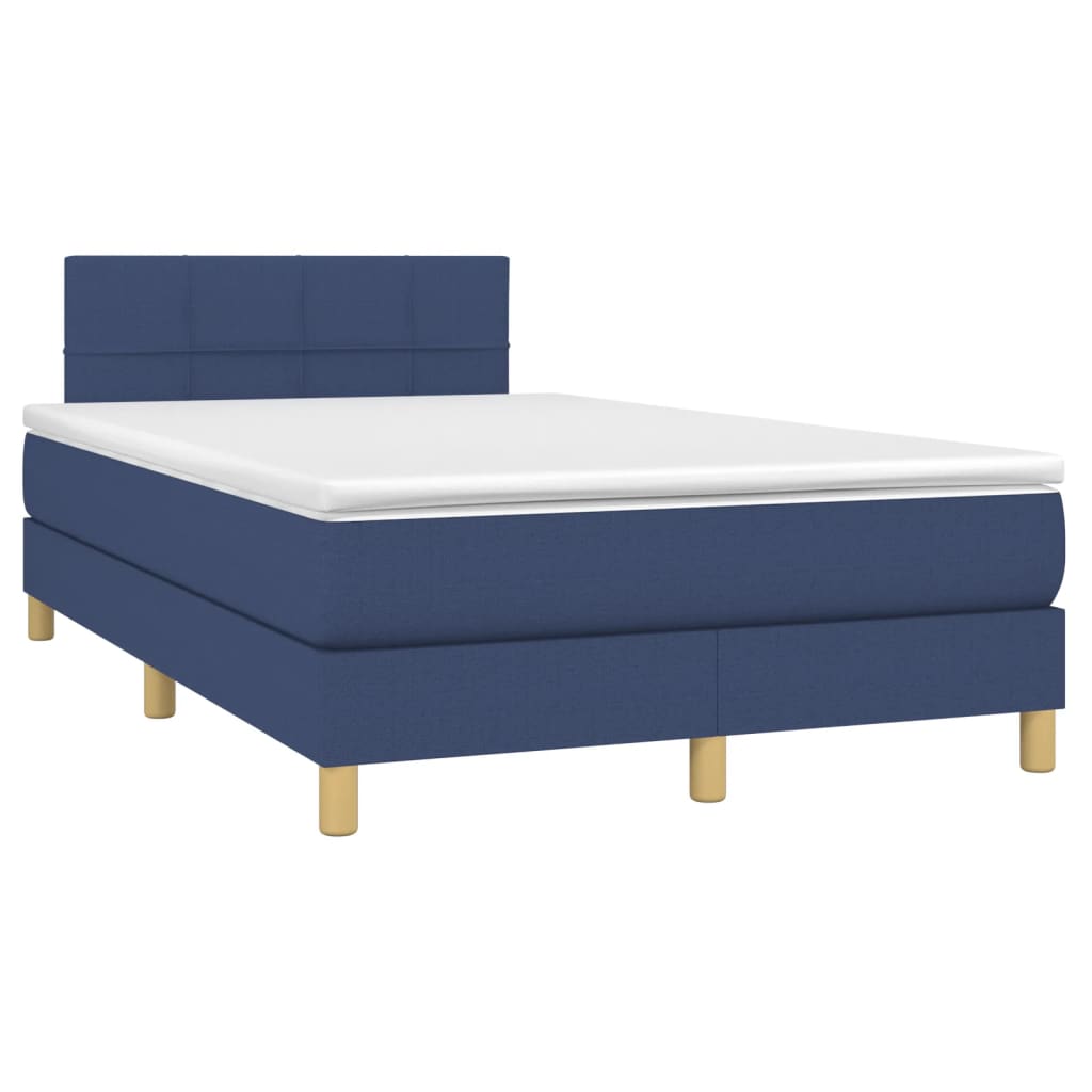 Sommier à lattes de lit matelas et LED bleu 120x190 cm tissu - XIOS