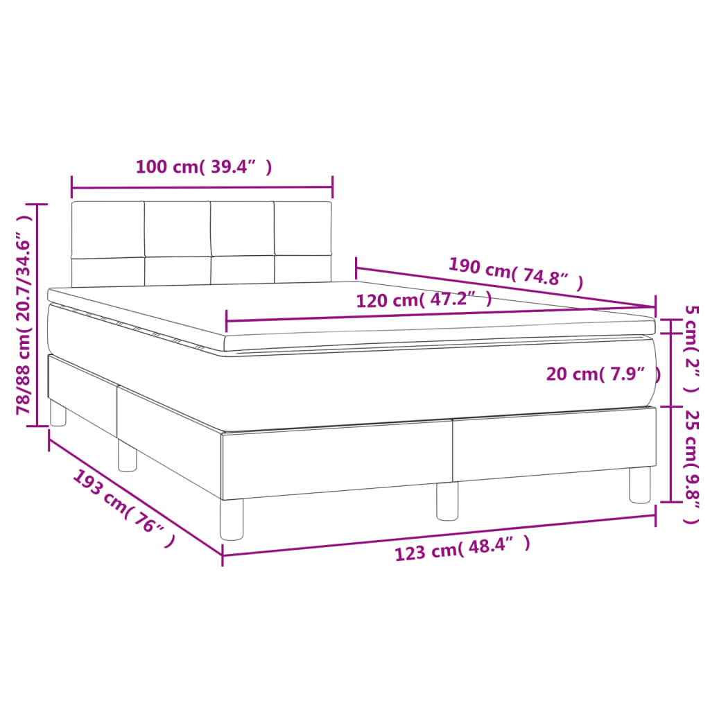 Sommier à lattes de lit matelas et LED bleu 120x190 cm tissu - XIOS