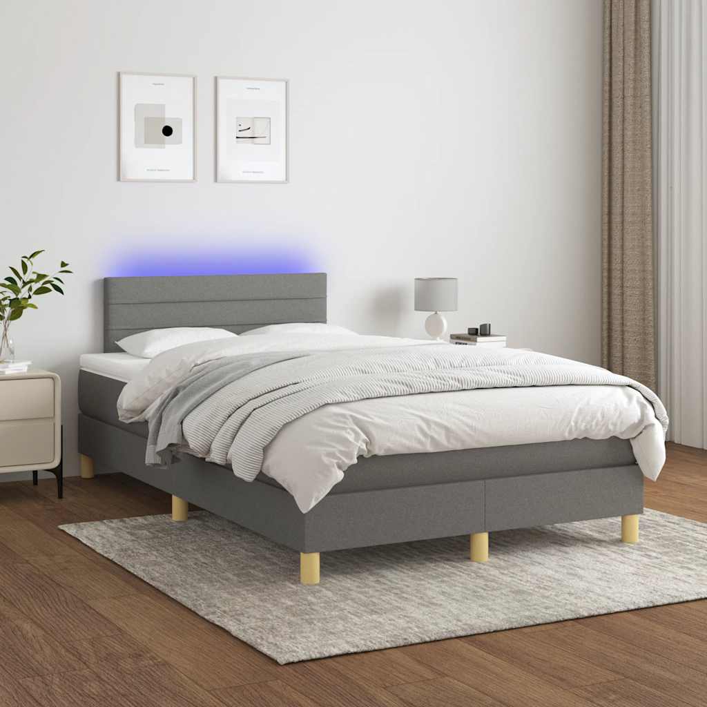 Sommier à lattes de lit matelas LED gris foncé 120x190 cm tissu - XIOS