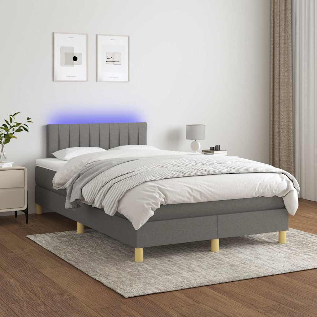 Sommier à lattes de lit matelas LED gris foncé 120x190 cm tissu - XIOS
