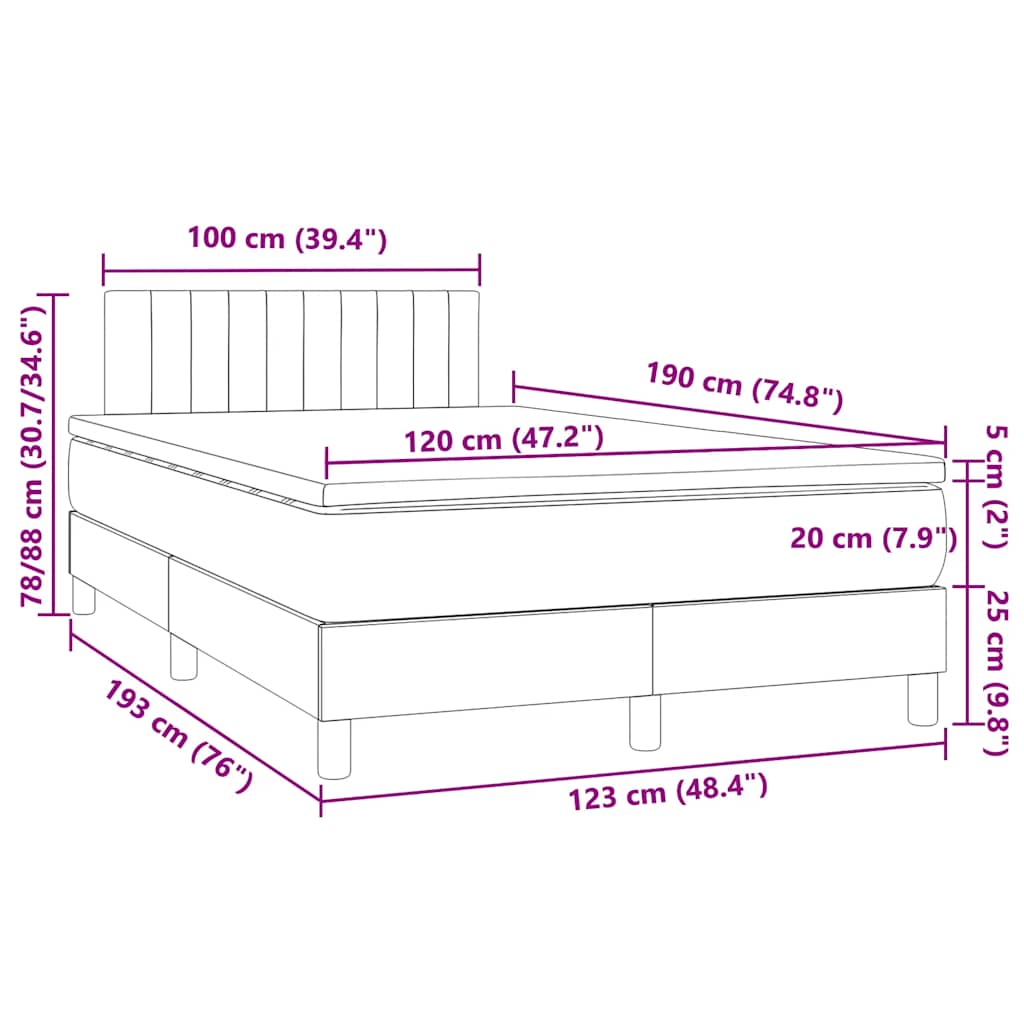 Sommier à lattes de lit matelas LED gris foncé 120x190 cm tissu - XIOS