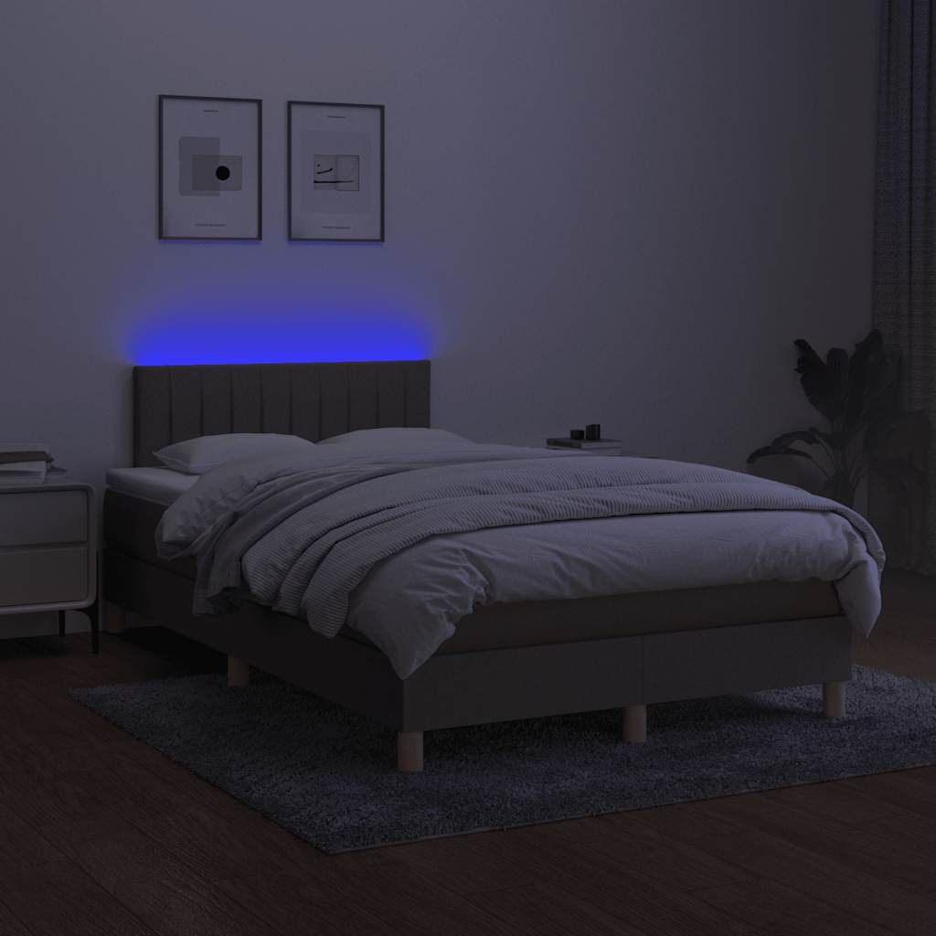 Sommier à lattes de lit matelas et LED taupe 120x190 cm tissu - XIOS