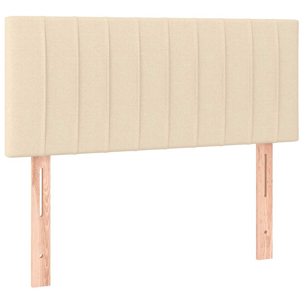 Sommier à lattes de lit matelas et LED crème 120x190 cm tissu - XIOS