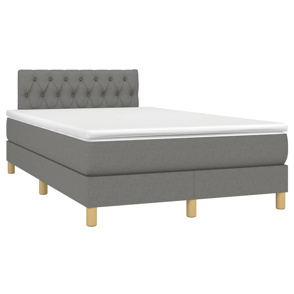 Sommier à lattes de lit matelas LED gris foncé 120x190 cm tissu - XIOS