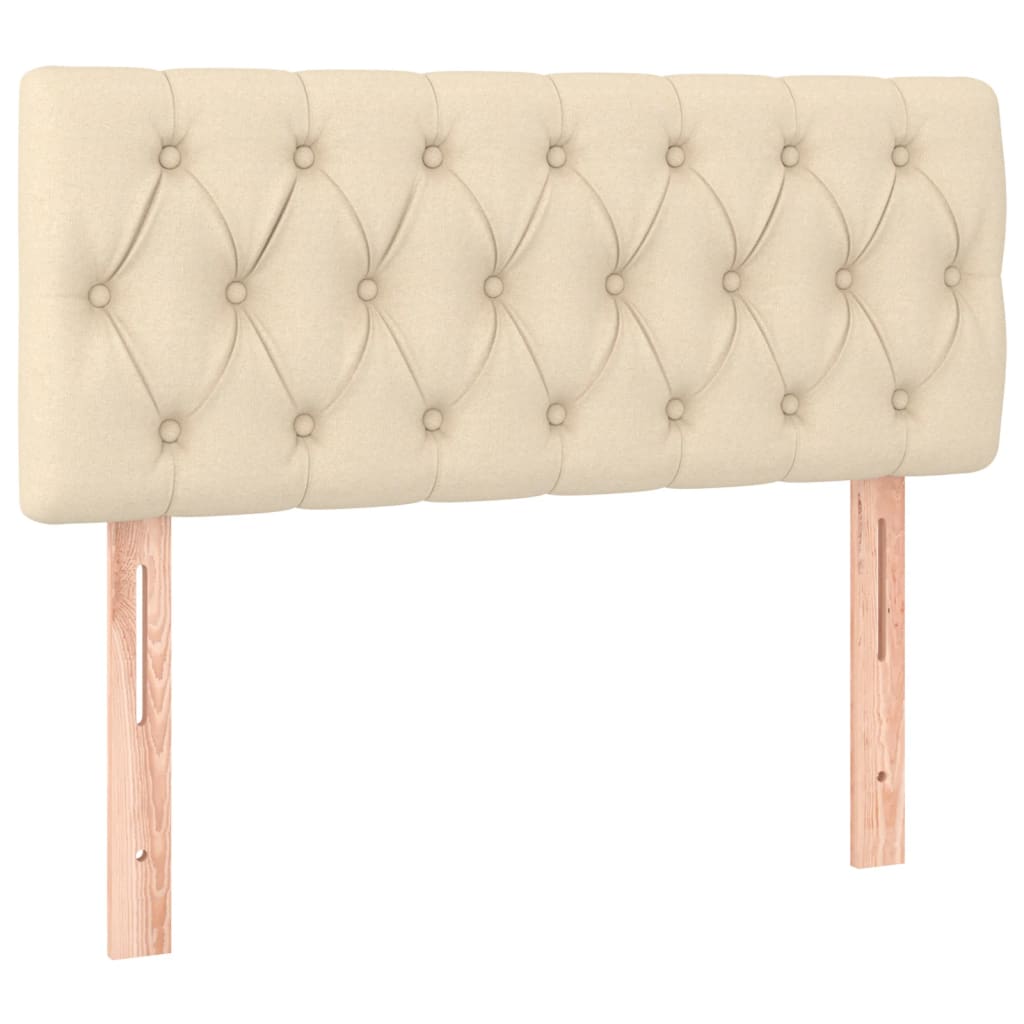 Sommier à lattes de lit matelas et LED crème 120x190 cm tissu - XIOS