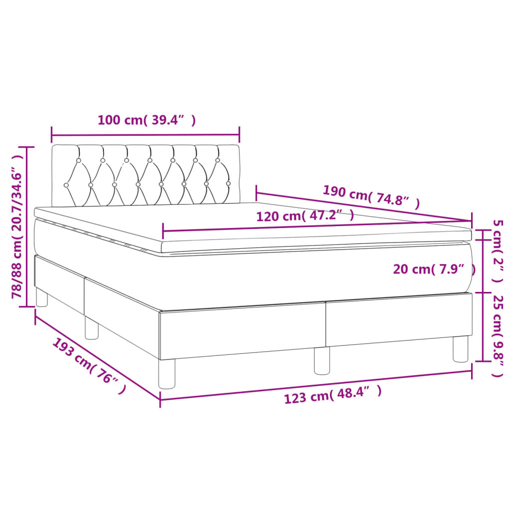 Sommier à lattes de lit matelas et LED crème 120x190 cm tissu - XIOS