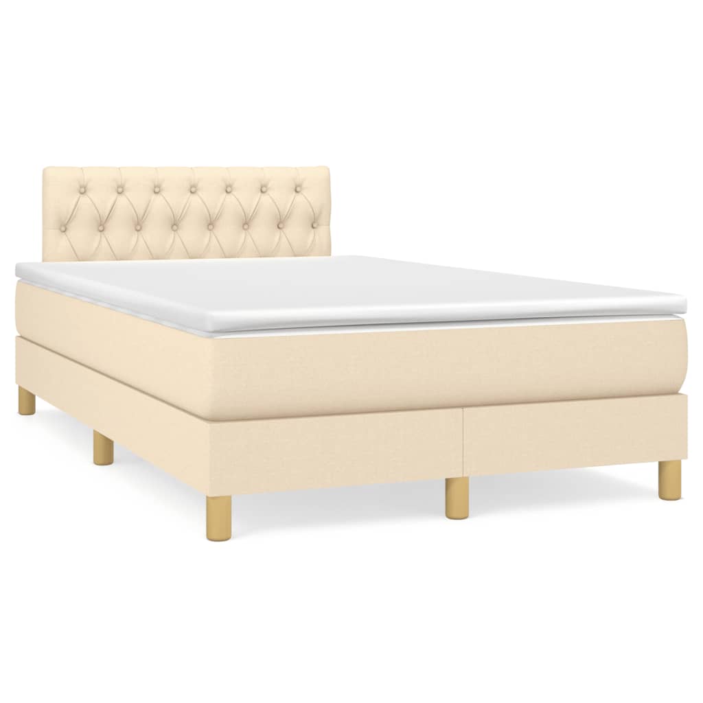 Sommier à lattes de lit matelas et LED crème 120x190 cm tissu - XIOS