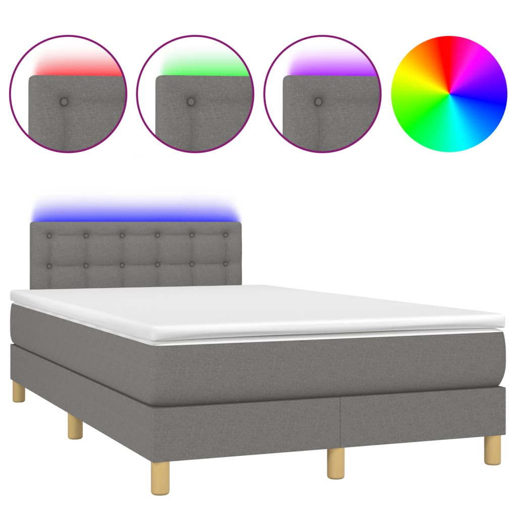 Sommier à lattes de lit matelas LED gris foncé 120x190 cm tissu - XIOS