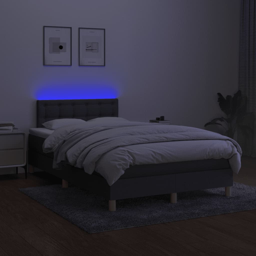Sommier à lattes de lit matelas LED gris foncé 120x190 cm tissu - XIOS