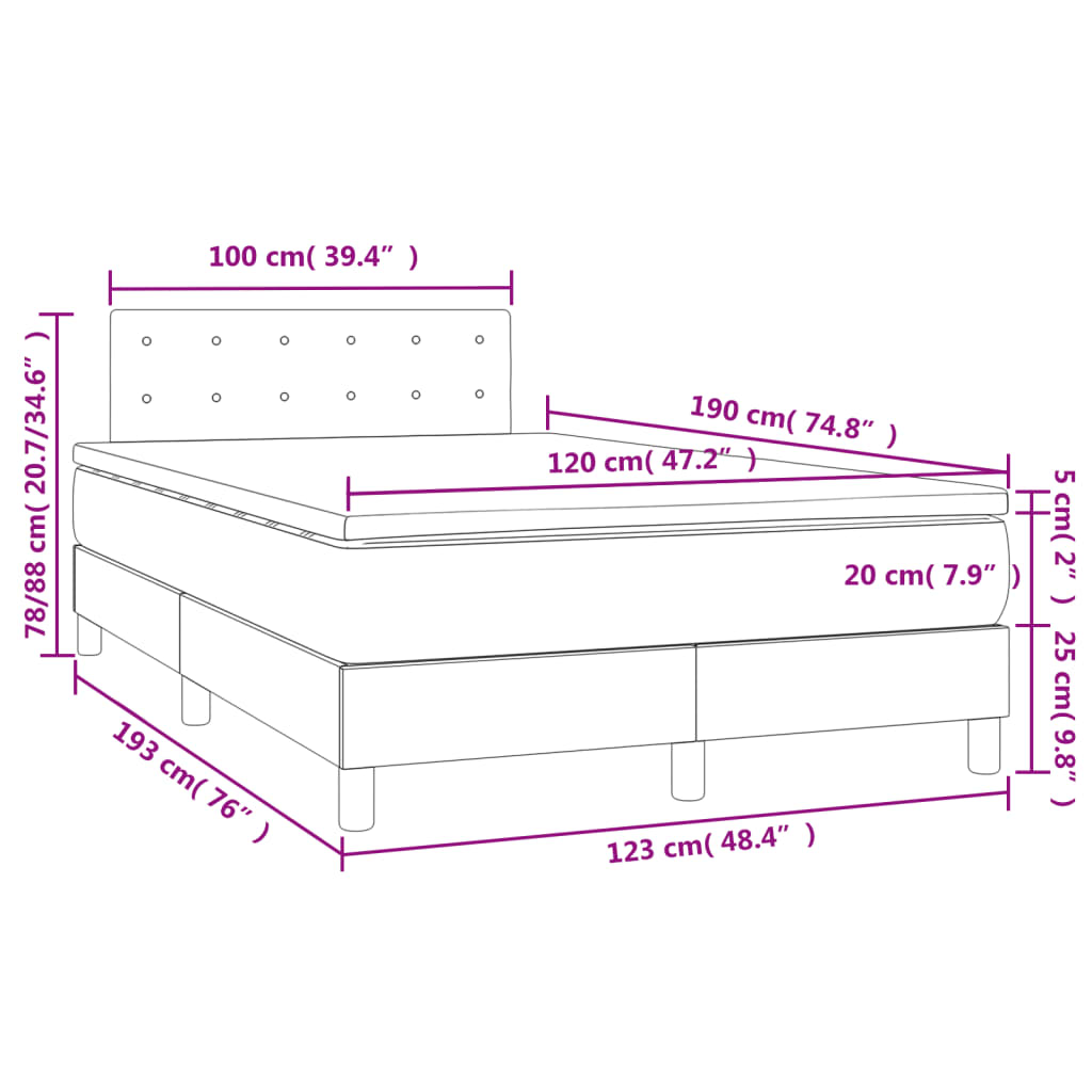 Sommier à lattes de lit matelas et LED crème 120x190 cm tissu - XIOS