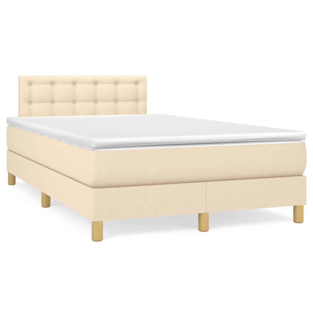 Sommier à lattes de lit matelas et LED crème 120x190 cm tissu - XIOS