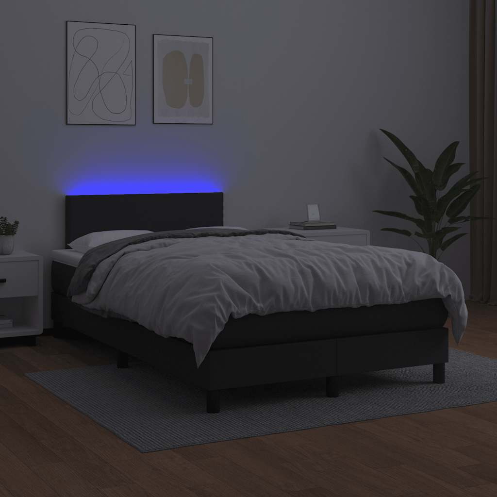 Sommier à lattes de lit matelas LED noir 120x190 cm similicuir - XIOS