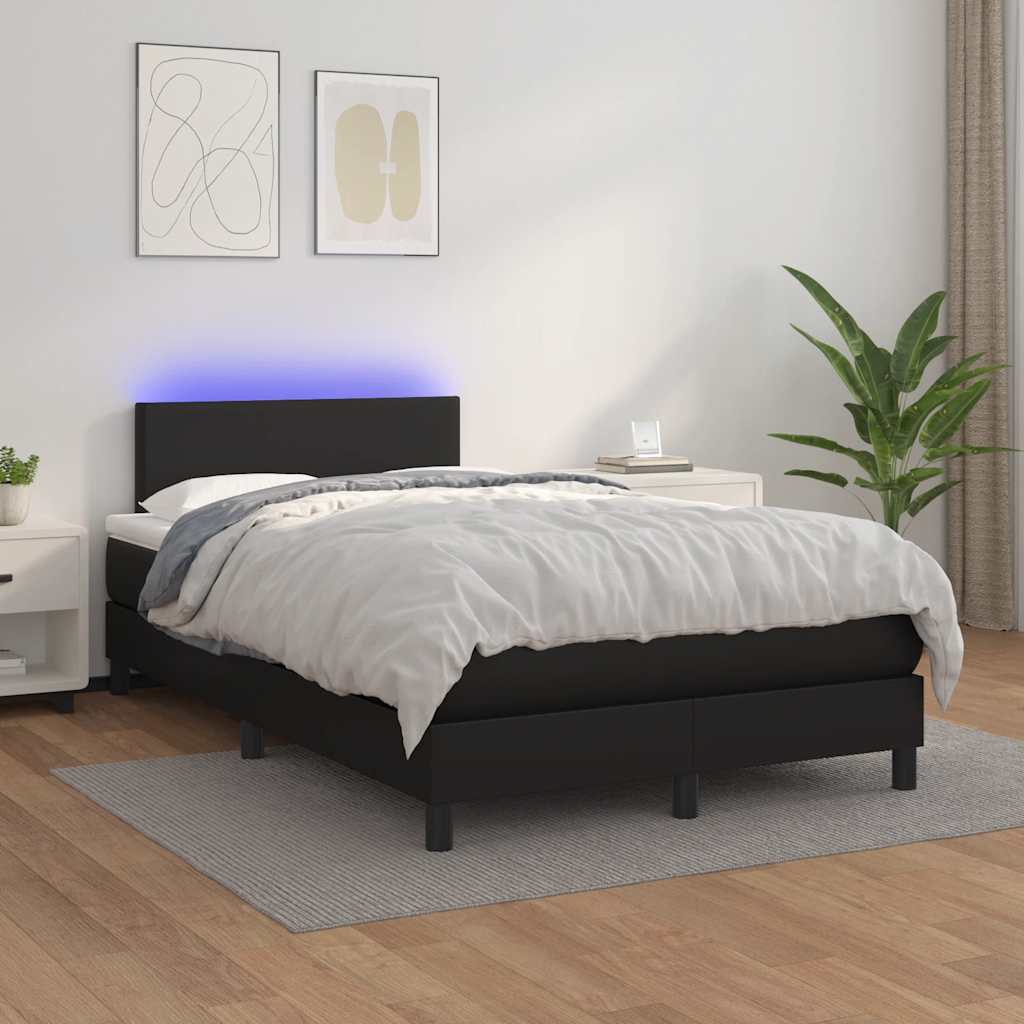 Sommier à lattes de lit matelas LED noir 120x190 cm similicuir - XIOS