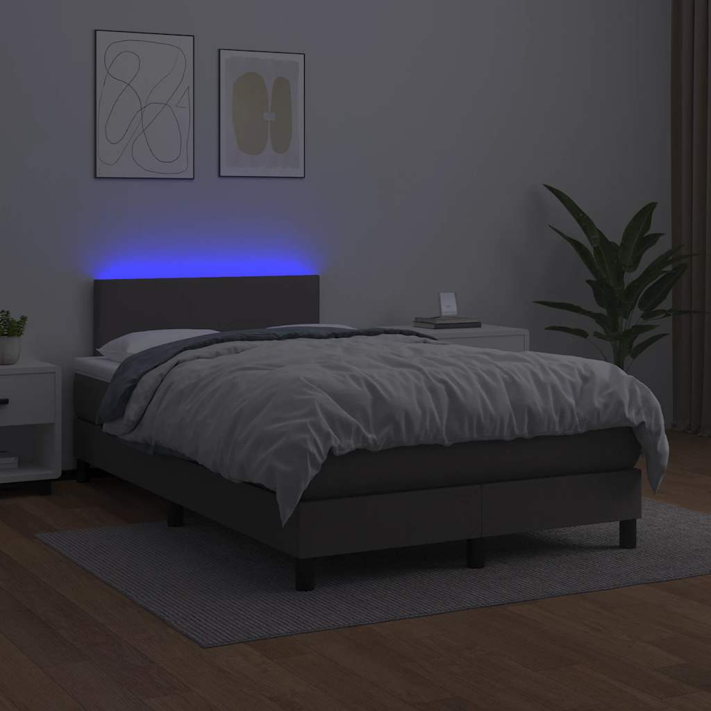 Sommier à lattes de lit matelas LED gris 120x190 cm similicuir - XIOS
