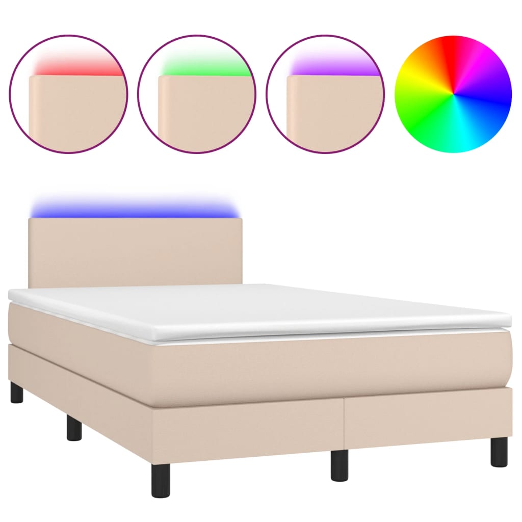 Sommier à lattes de lit avec matelas LED cappuccino 120x190 cm - XIOS