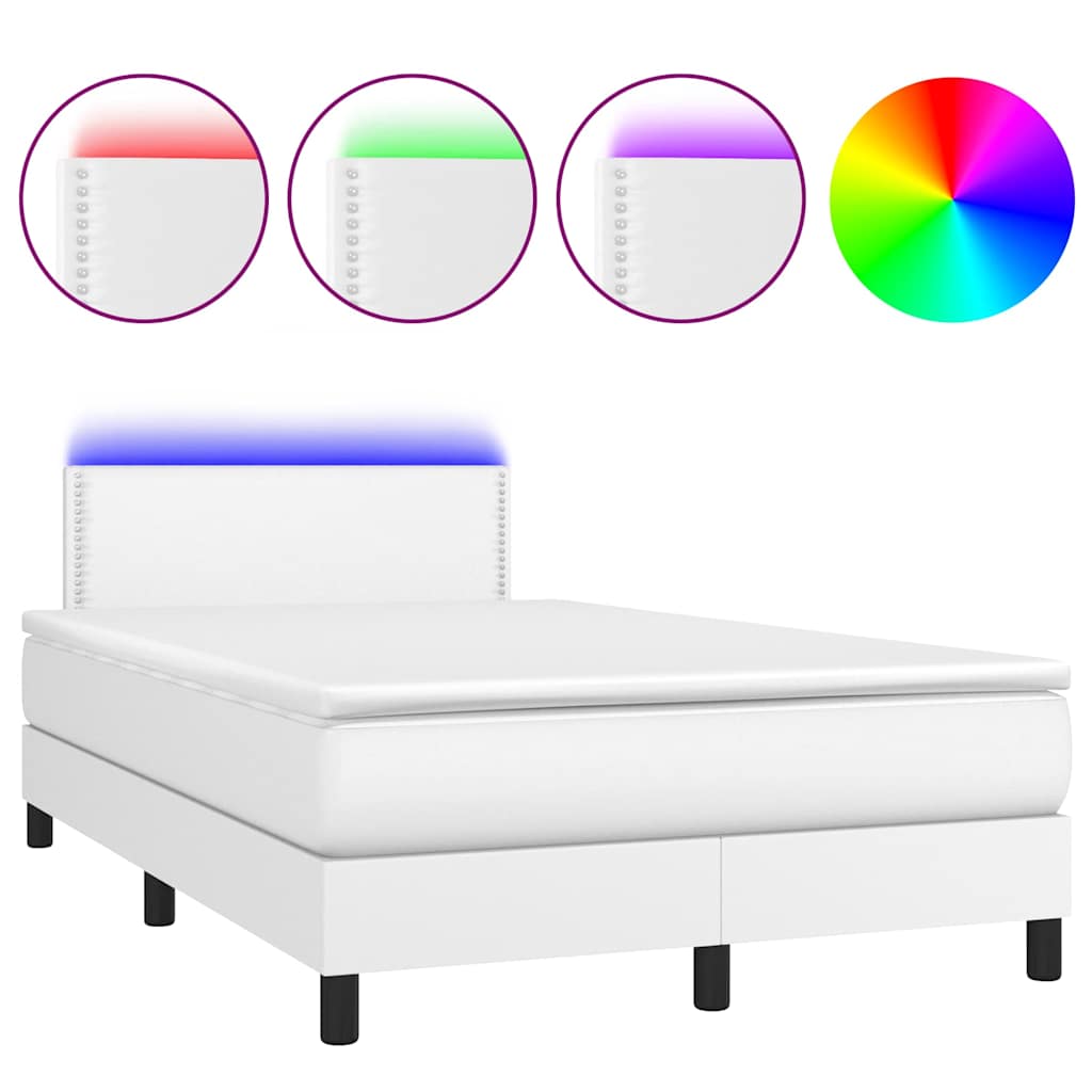 Sommier à lattes de lit matelas LED blanc 120x190 cm similicuir - XIOS