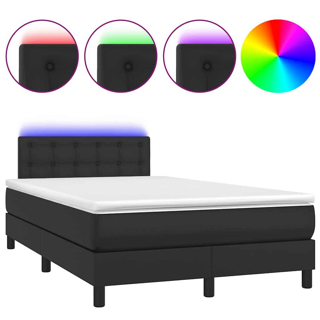 Sommier à lattes de lit matelas LED noir 120x190 cm similicuir - XIOS