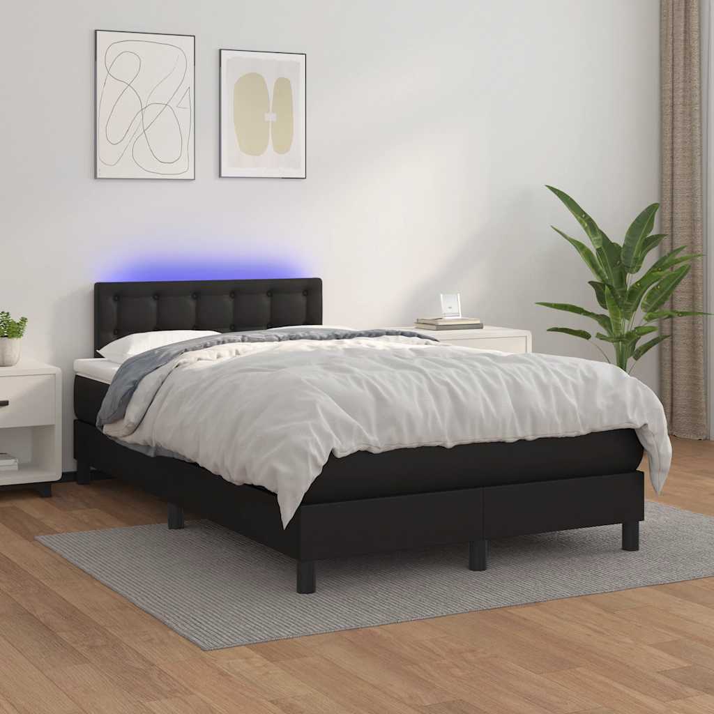 Sommier à lattes de lit matelas LED noir 120x190 cm similicuir - XIOS