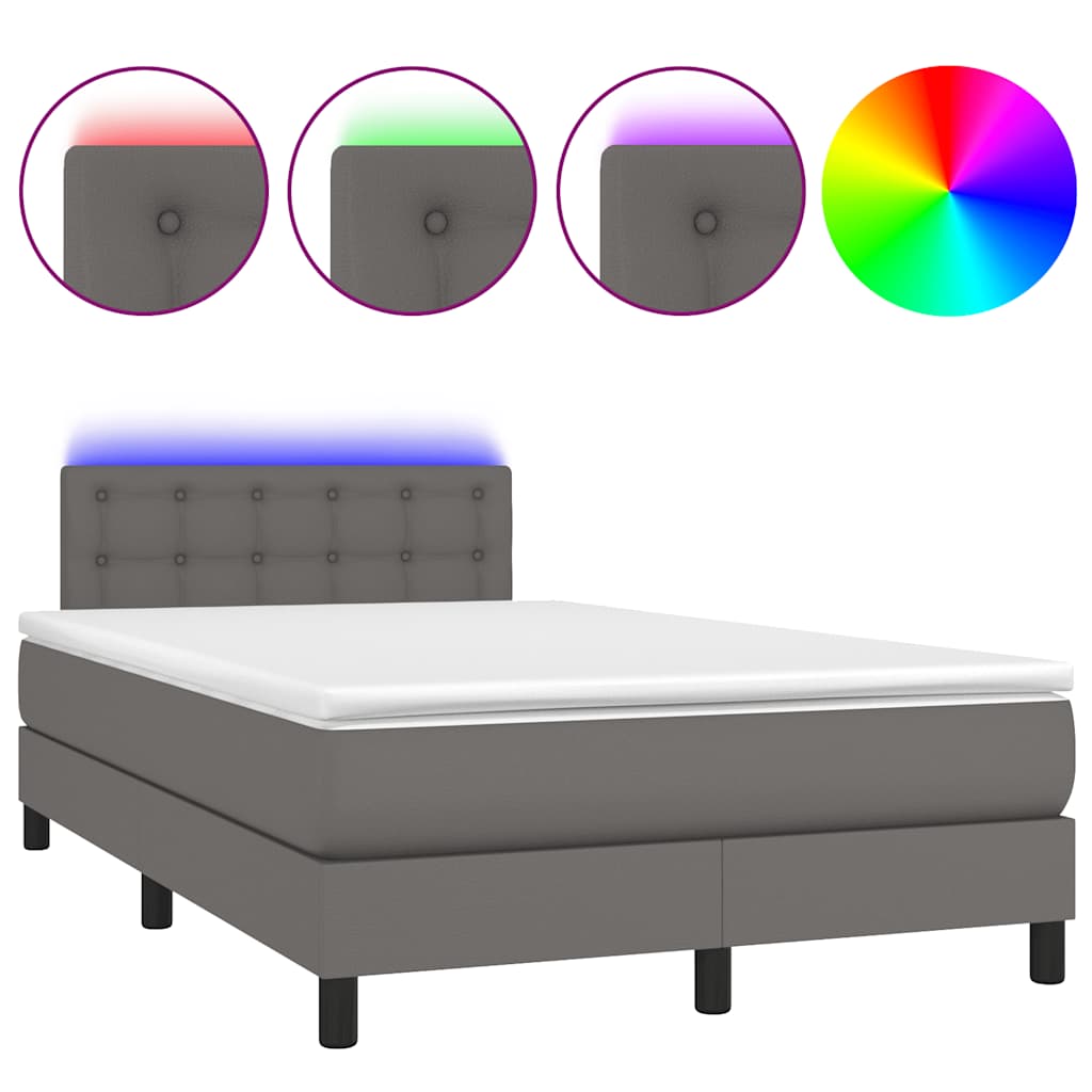 Sommier à lattes de lit matelas LED gris 120x190 cm similicuir - XIOS