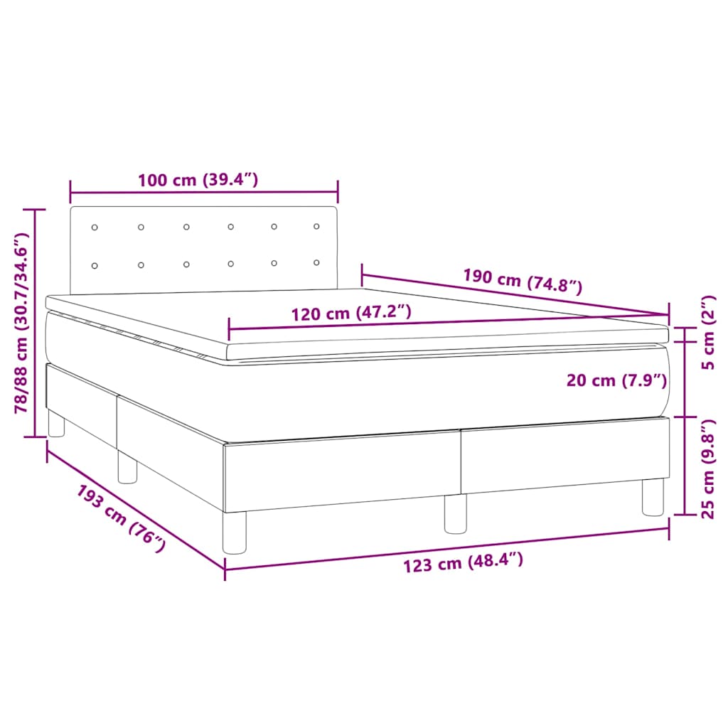 Sommier à lattes de lit matelas LED gris 120x190 cm similicuir - XIOS
