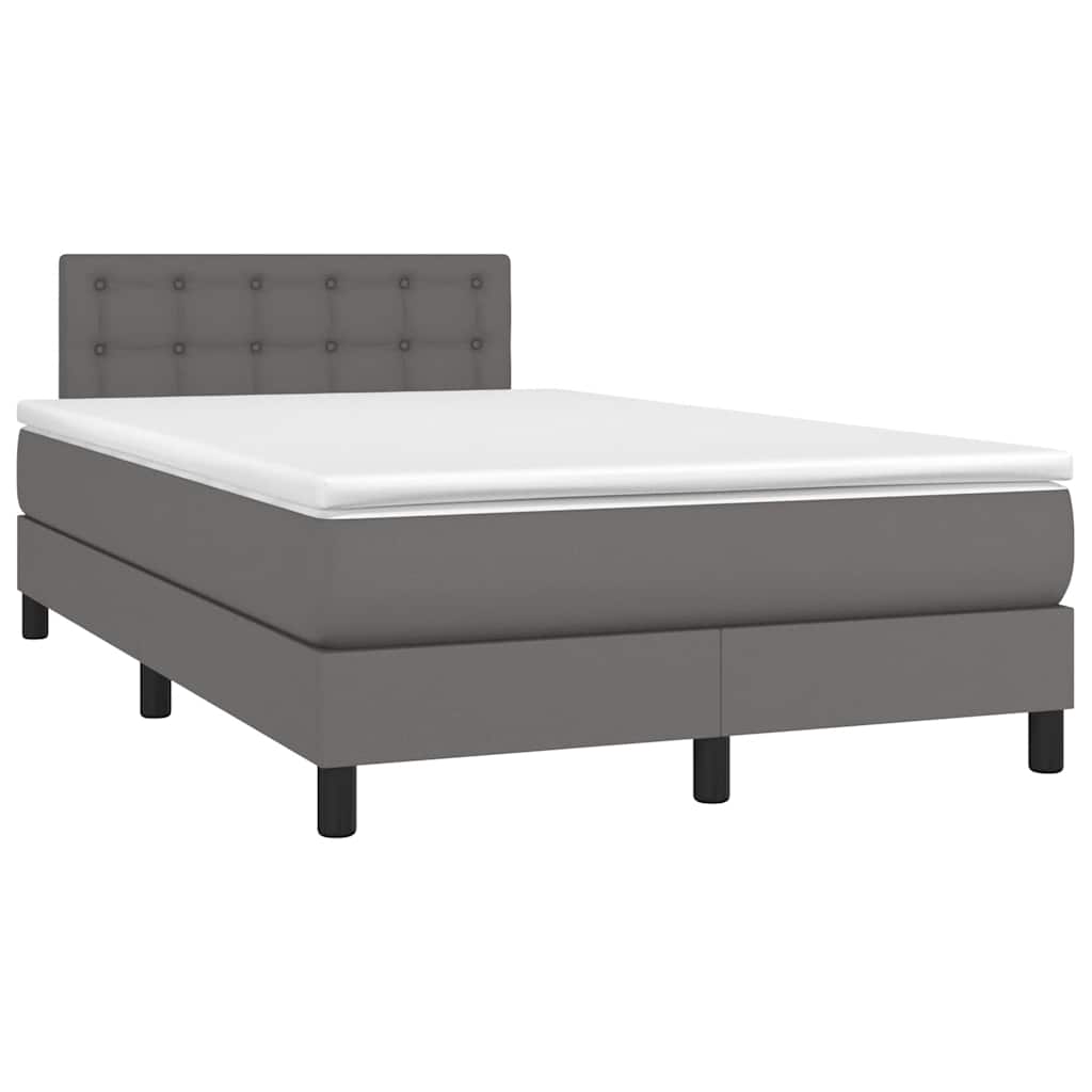 Sommier à lattes de lit matelas LED gris 120x190 cm similicuir - XIOS