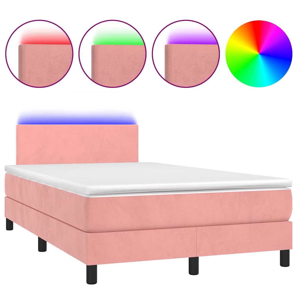 Sommier à lattes de lit et matelas LED rose 120x190 cm velours - XIOS