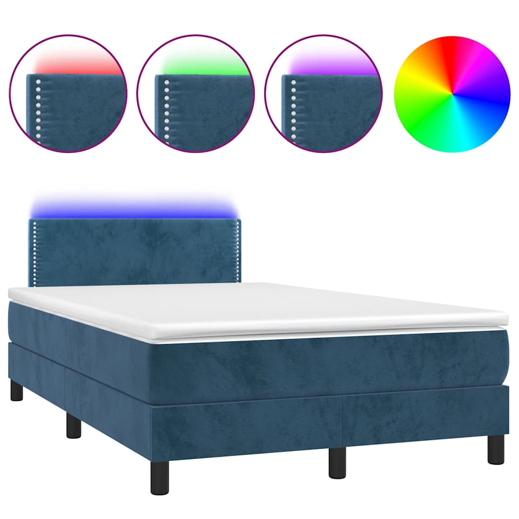 Sommier à lattes de lit avec matelas LED bleu foncé 120x190 cm - XIOS
