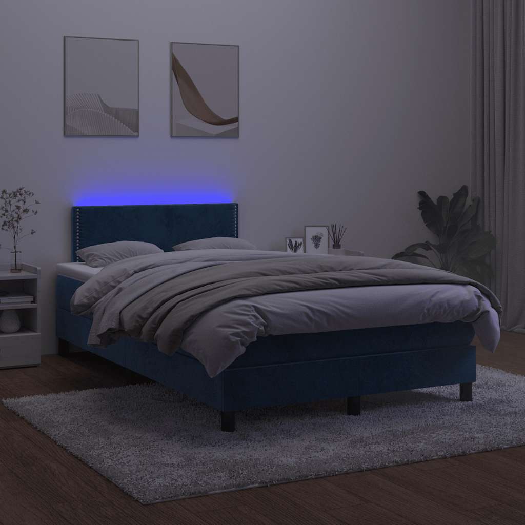 Sommier à lattes de lit avec matelas LED bleu foncé 120x190 cm - XIOS