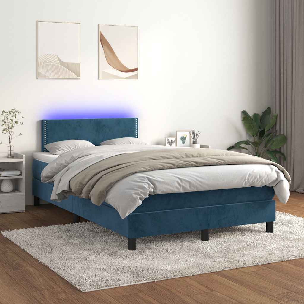 Sommier à lattes de lit avec matelas LED bleu foncé 120x190 cm - XIOS