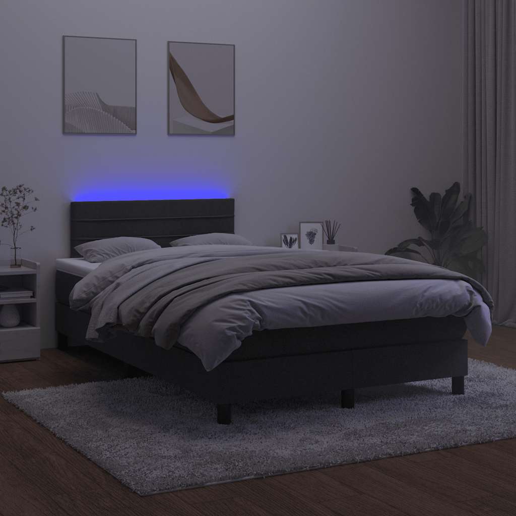 Sommier à lattes de lit et matelas LED noir 120x190 cm velours - XIOS