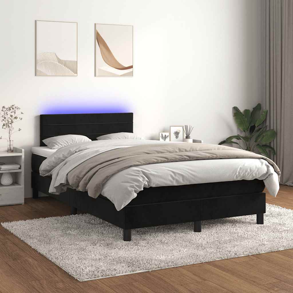 Sommier à lattes de lit et matelas LED noir 120x190 cm velours - XIOS