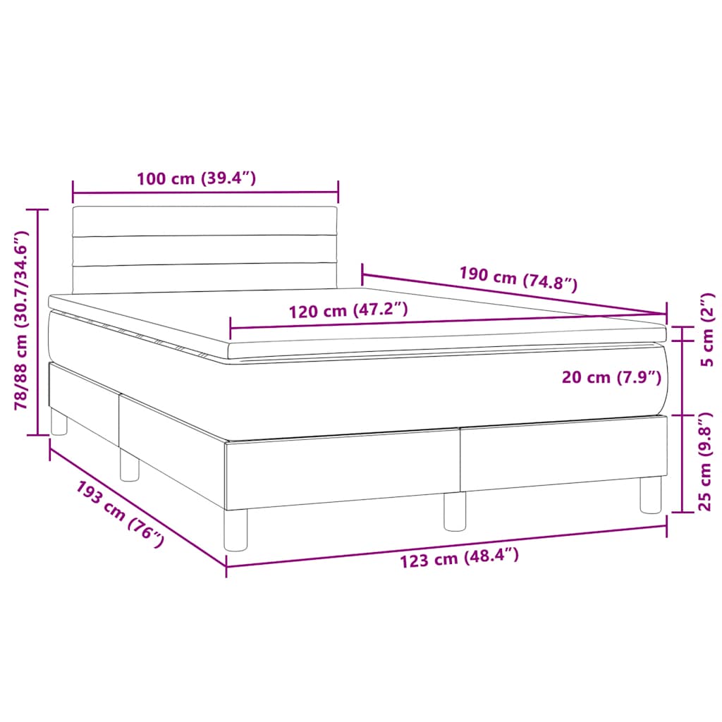 Sommier à lattes de lit avec matelas LED bleu foncé 120x190 cm - XIOS