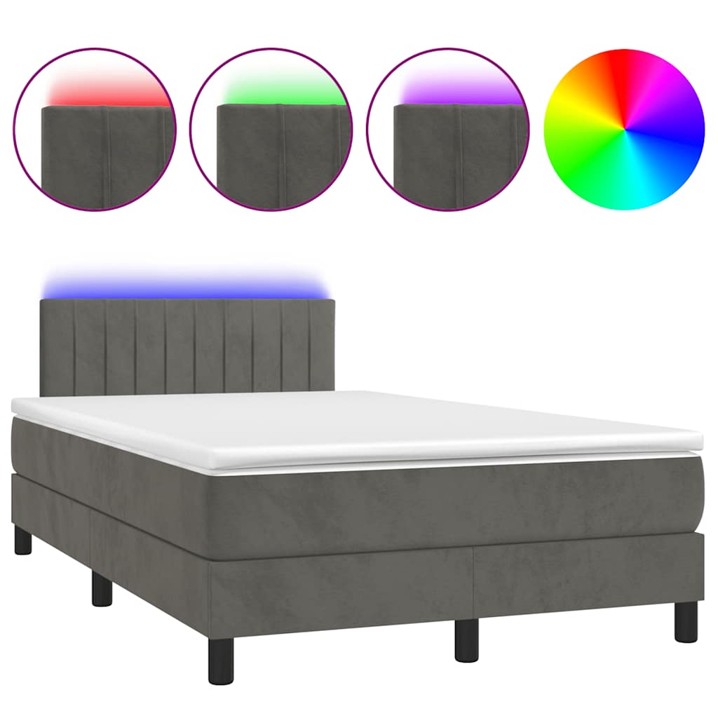 Sommier à lattes de lit avec matelas LED gris foncé 120x190 cm - XIOS