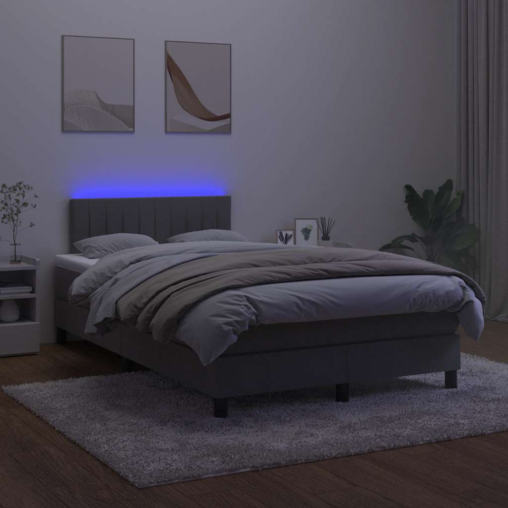 Sommier à lattes de lit avec matelas LED gris foncé 120x190 cm - XIOS