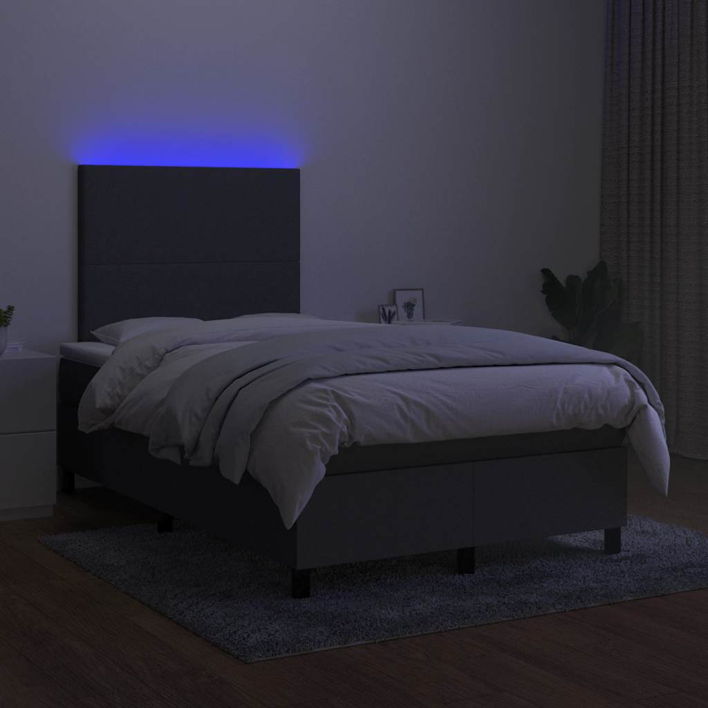 Sommier à lattes de lit matelas LED gris foncé 120x190 cm tissu - XIOS