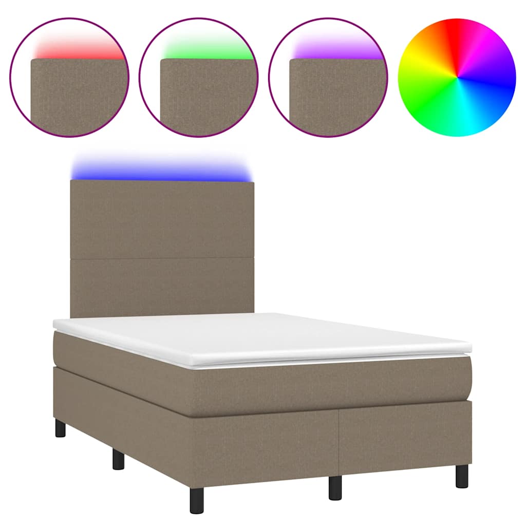 Sommier à lattes de lit matelas et LED taupe 120x190 cm tissu - XIOS