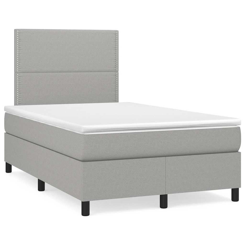 Sommier à lattes de lit matelas LED gris clair 120x190 cm tissu - XIOS