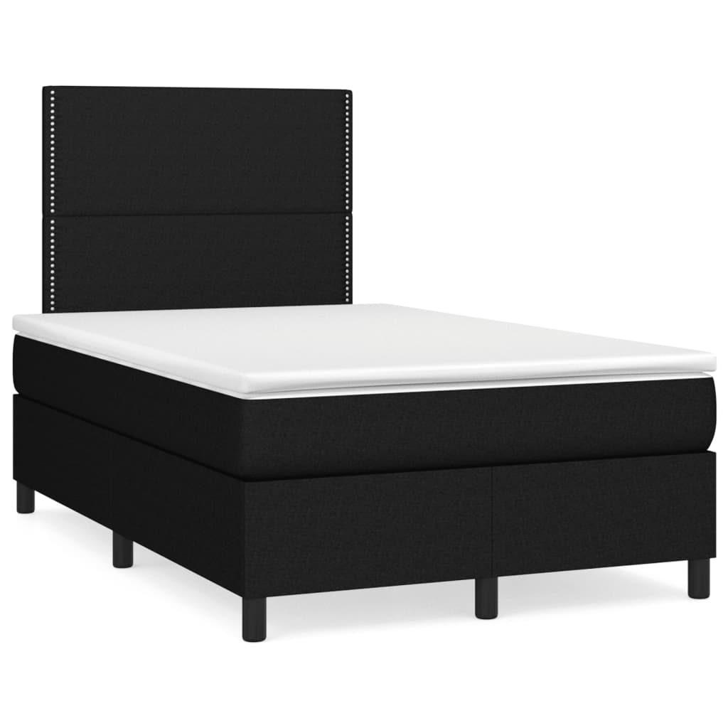 Sommier à lattes de lit matelas et LED noir 120x190 cm tissu - XIOS