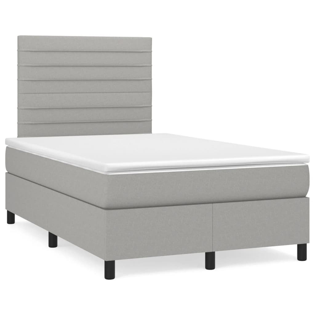 Sommier à lattes de lit matelas LED gris clair 120x190 cm tissu - XIOS