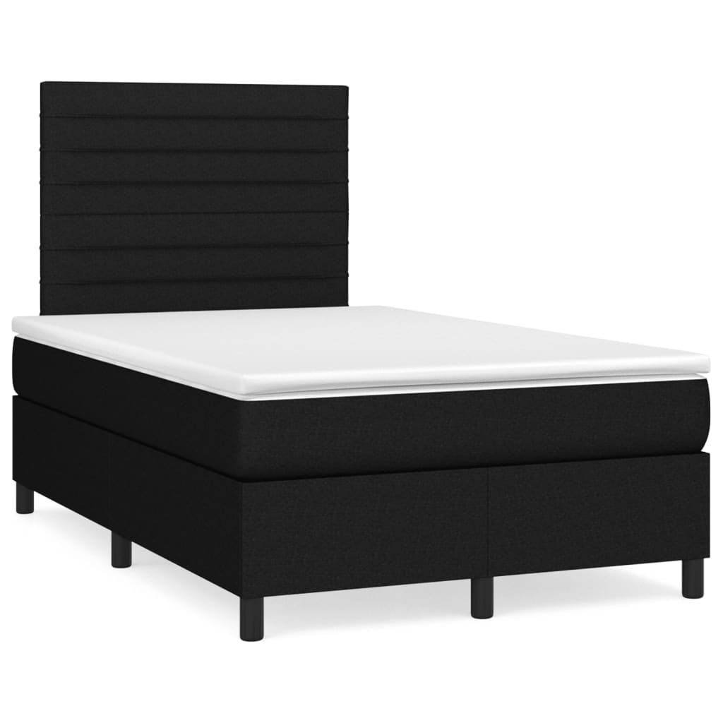 Sommier à lattes de lit matelas et LED noir 120x190 cm tissu - XIOS